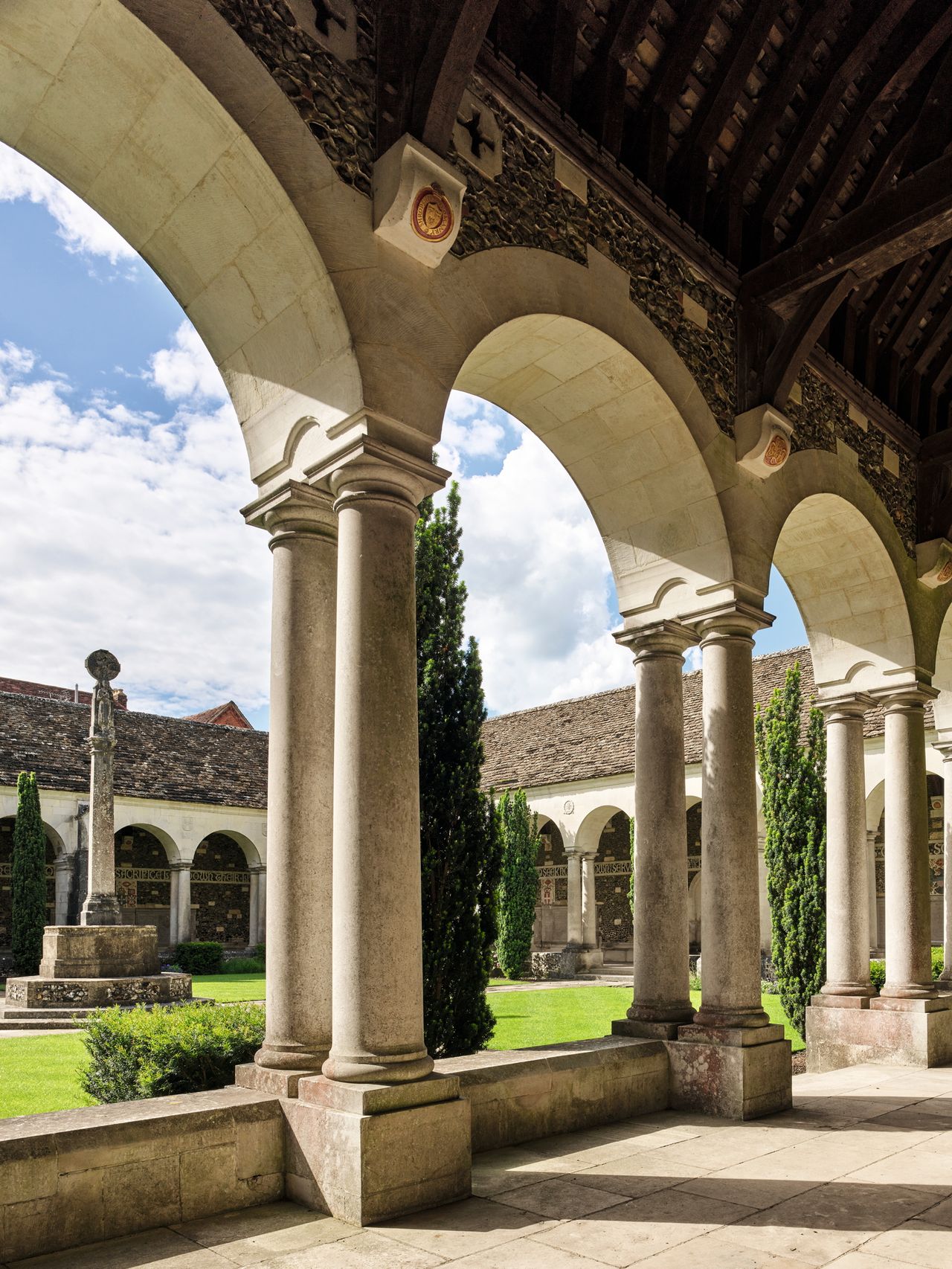 Fig 1: The War Cloister combines Tuscan columns and English vernacular materials