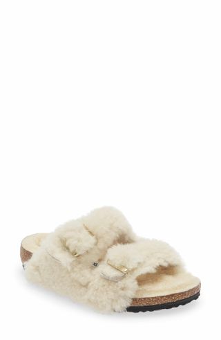 Birkenstock, Arizona Big Buckle Genuine Shearling Slide Sandal