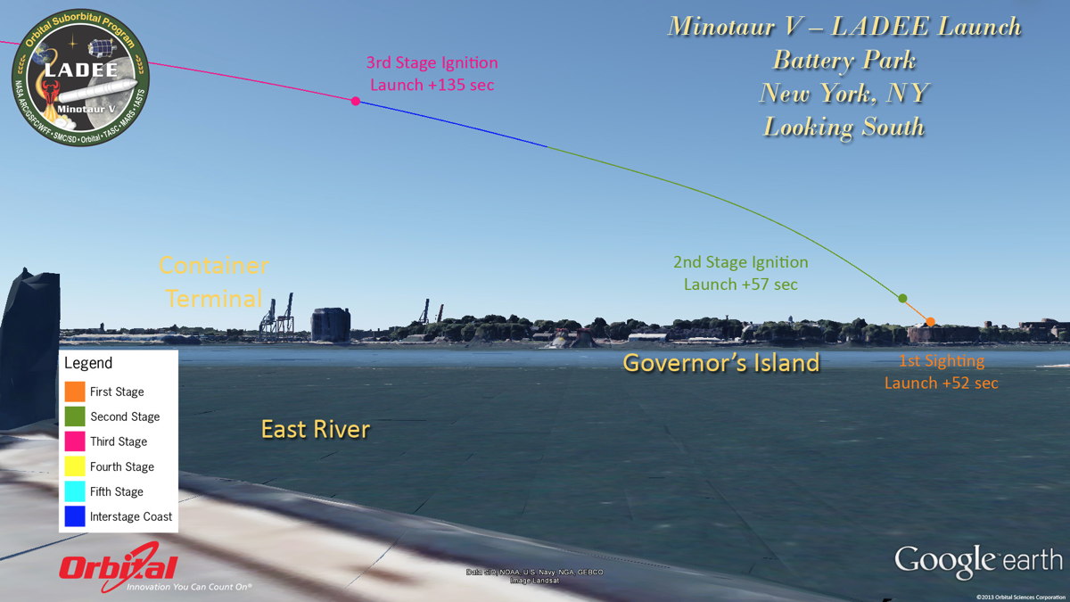 Potential View of LADEE Launch from Battery Park, NYC