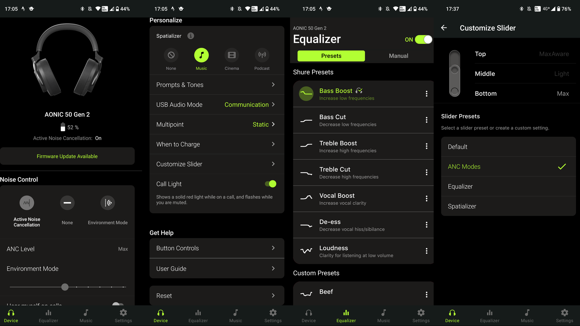 Shure Aonic 50 Gen 2 app