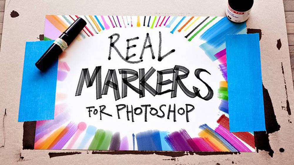 free photoshop brushes: real markers