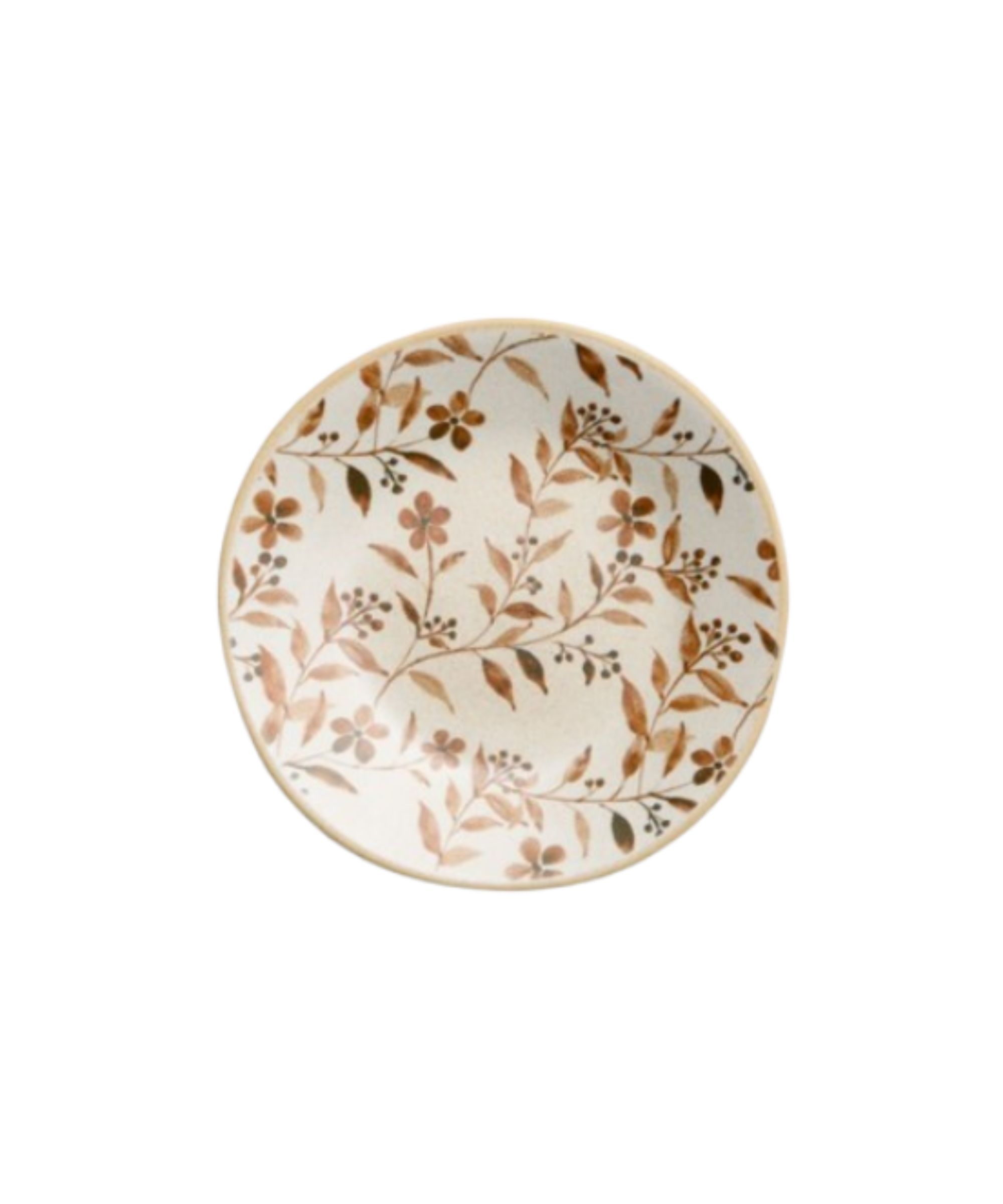A small plate with brown leaf print