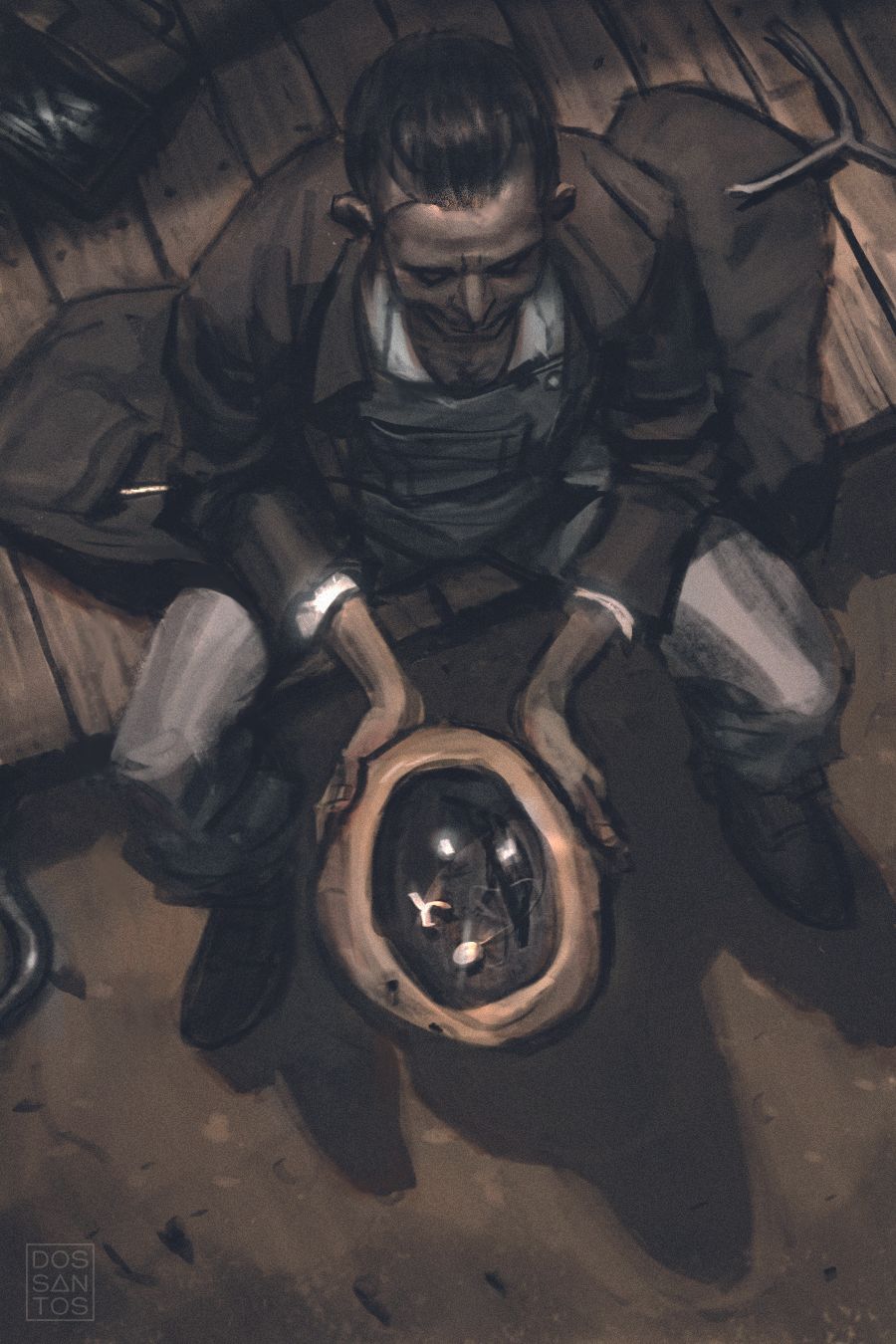 A sketch for book cover art by Dan Dos Santos