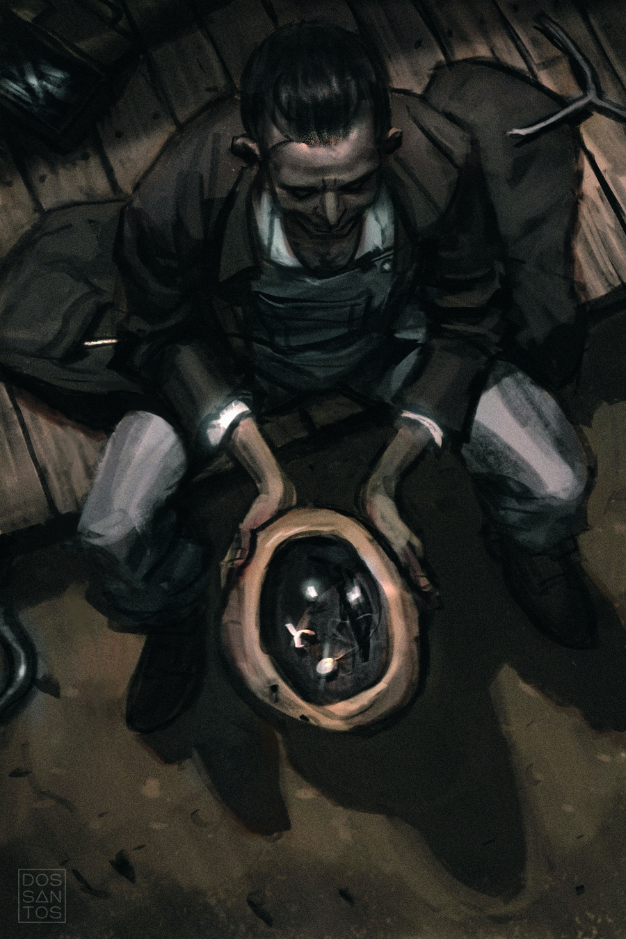 A sketch for book cover art by Dan Dos Santos