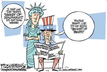 Political cartoon U.S. 2016 election Hillary Clinton deplorables