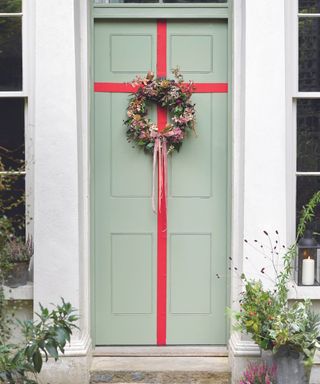 Christmas door wreath with bow