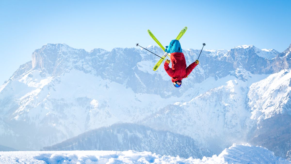 Man performing a Backflip Ski Jump