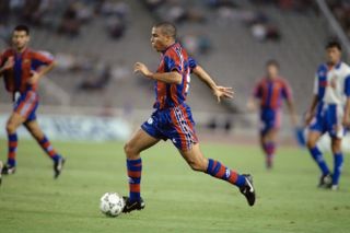 Ronaldo in action for Barcelona in 1996/97.