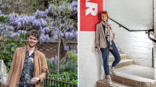 A composite image: left hand side is a potrait of Dr Matthew Green, right is of Silvia Melchior inside the Donmar Warehouse