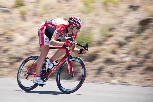 Tom Zirbel (Bissell) in pursuit of the break.