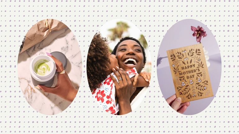 Best mother's day gifts banner image includes a stylish insulated mug, a handmade wood block card, and quality family time
