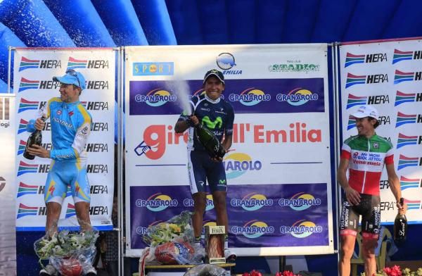Nairo Quintana (Movistar) on the podium