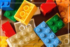 Pile of coloured LEGO bricks