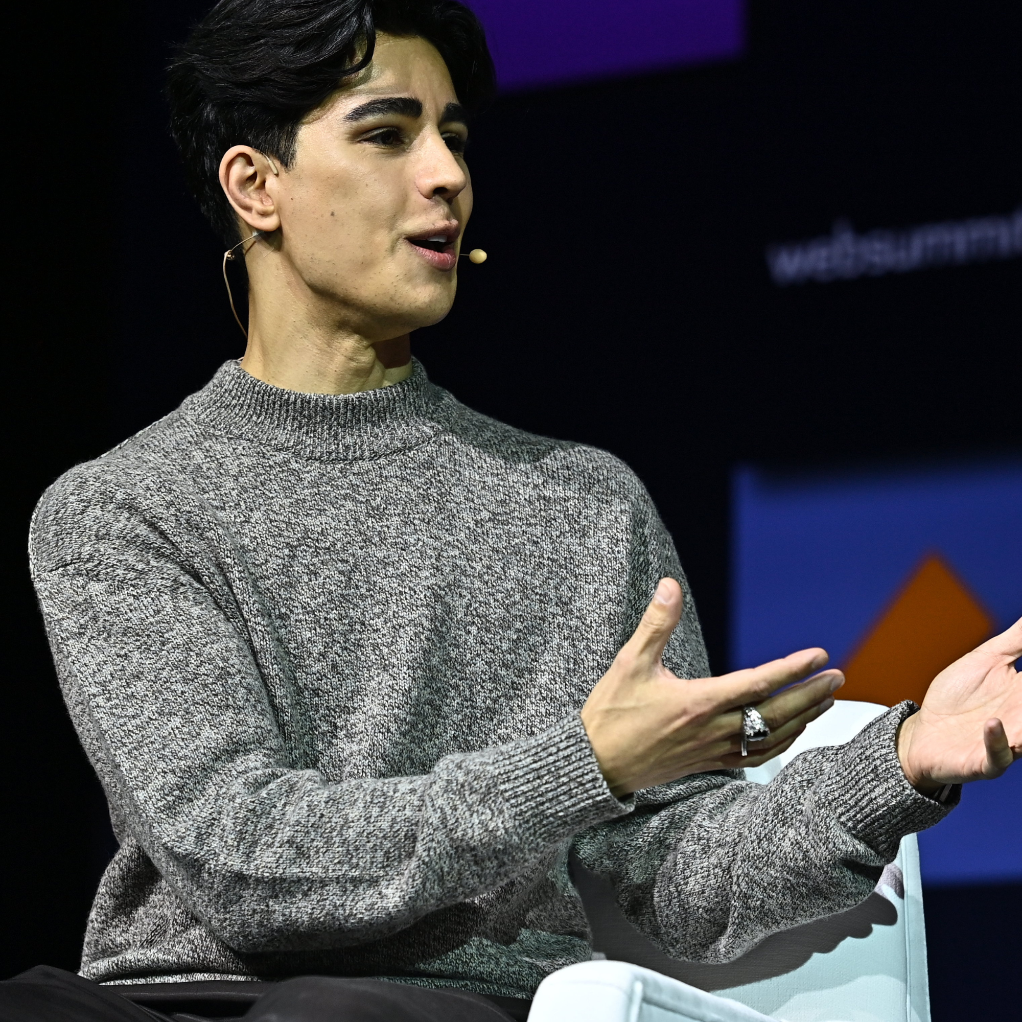 Omid Scobie, Yahoo News, on Fourth Estate stage during day one of Web Summit 2022 at the Altice Arena in Lisbon, Portugal.