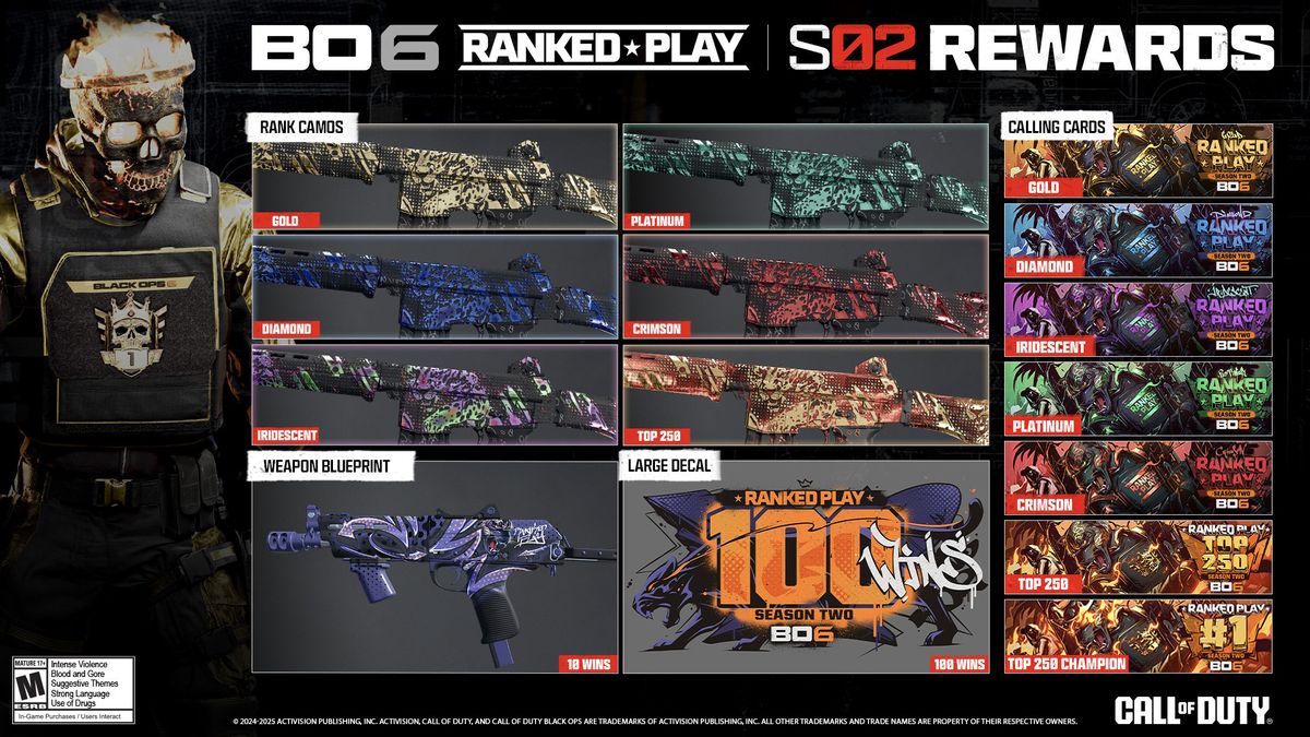 The rewards for Season 2 in ranked play on Call of Duty: Black Ops 6.