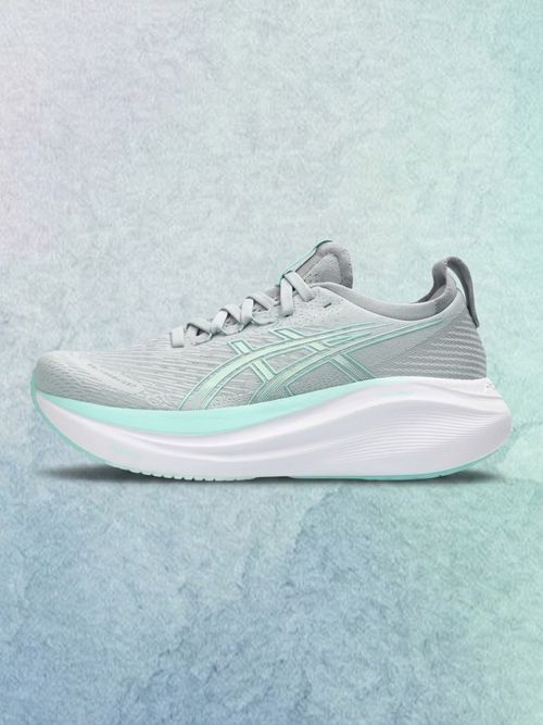 Gel-Nimbus 27 Running Shoe, Piedmont Grey/Illuminate Mint (Women's)