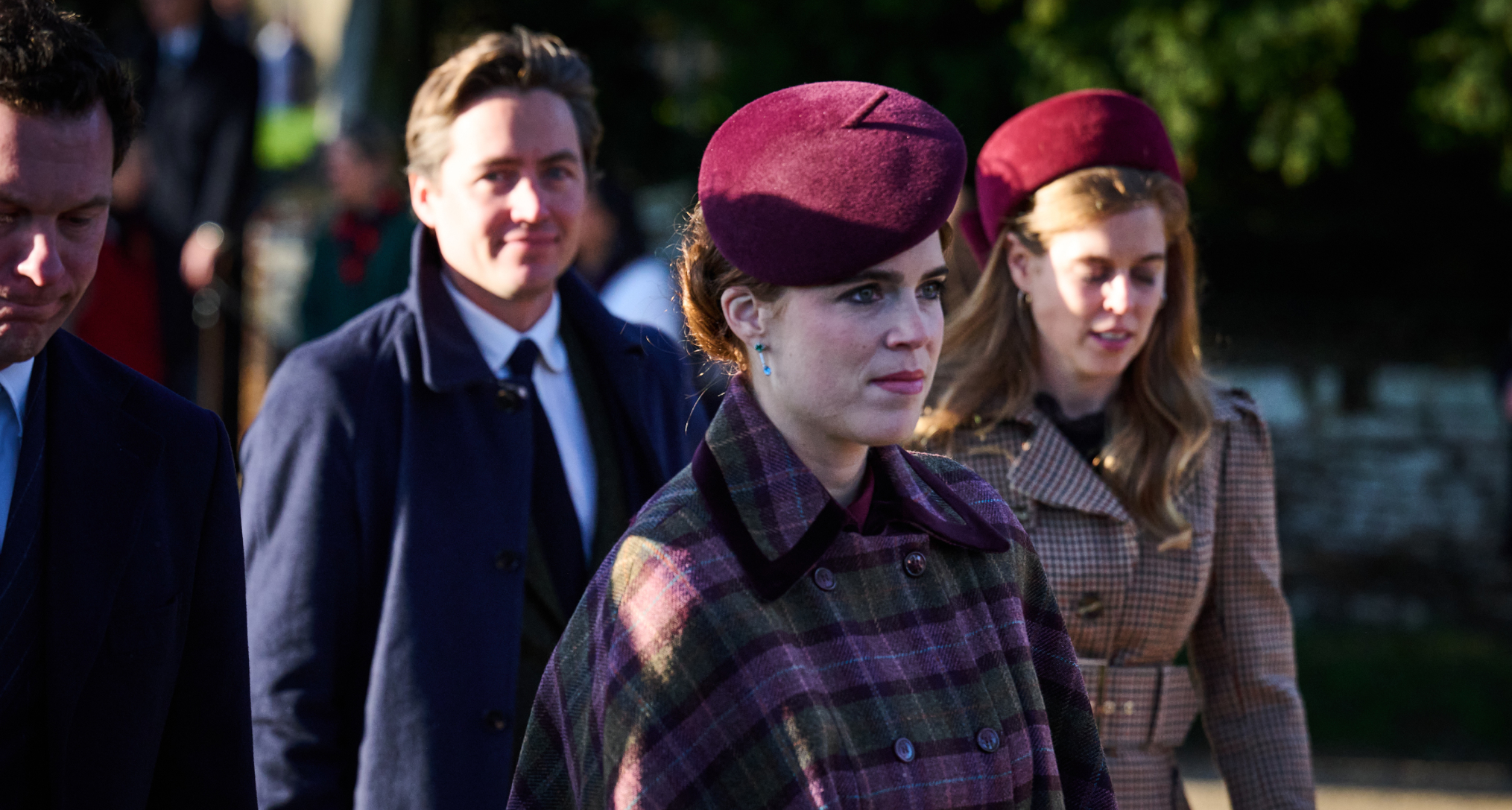 Princess Eugenie and Princess Beatrice walking to church on Christmas