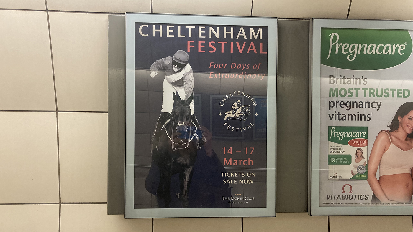 Cheltenham Festival advert with no whip