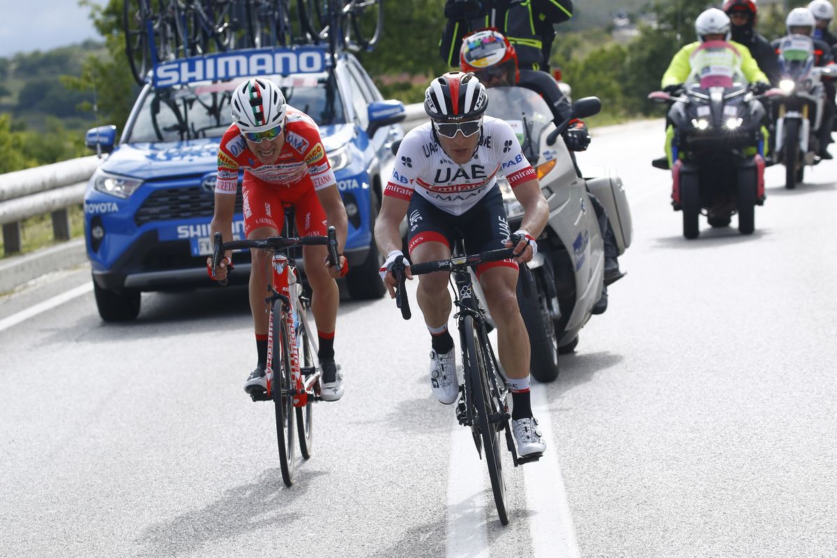 Masnada and Conti went on the attack 28km out