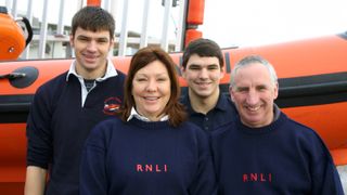 Joanne, husband Paul and sons Thomas and Henry, a family working at sea