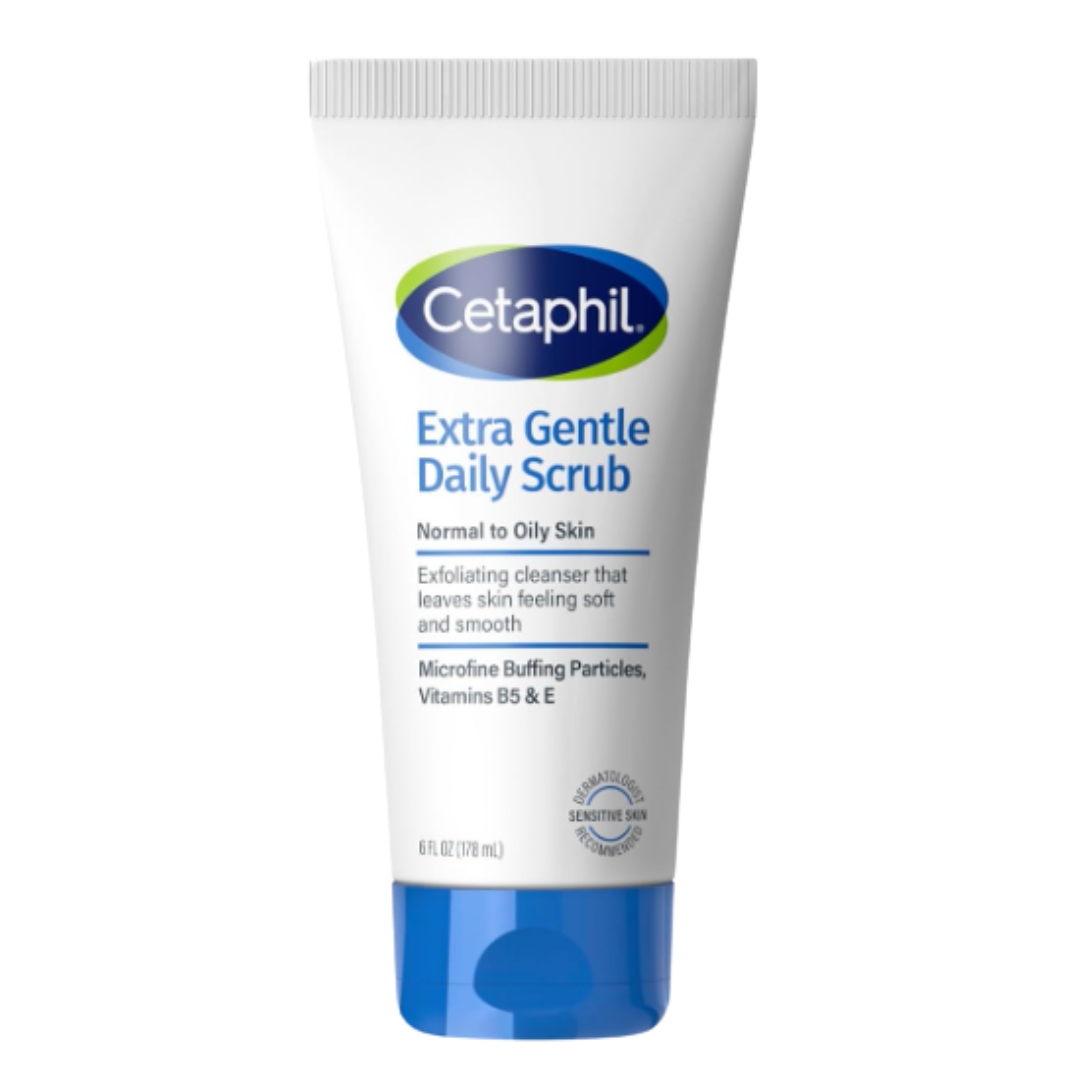 A product shot of the Cetaphil Gentle Daily Scrub, on a white background