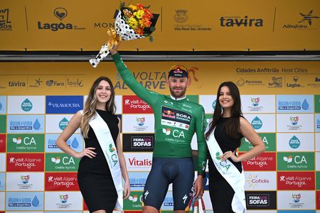 TAVIRA PORTUGAL FEBRUARY 21 Jordi Meeus of Belgium and Team Red Bull BORA hansgrohe celebrates at podium as Green Points Jersey winner during the 51st Volta ao Algarve em Bicicleta Stage 3 a 1835km stage from Vila Real Santo Antonio to Tavira on February 21 2025 in Tavira Portugal Photo by Tim de WaeleGetty Images