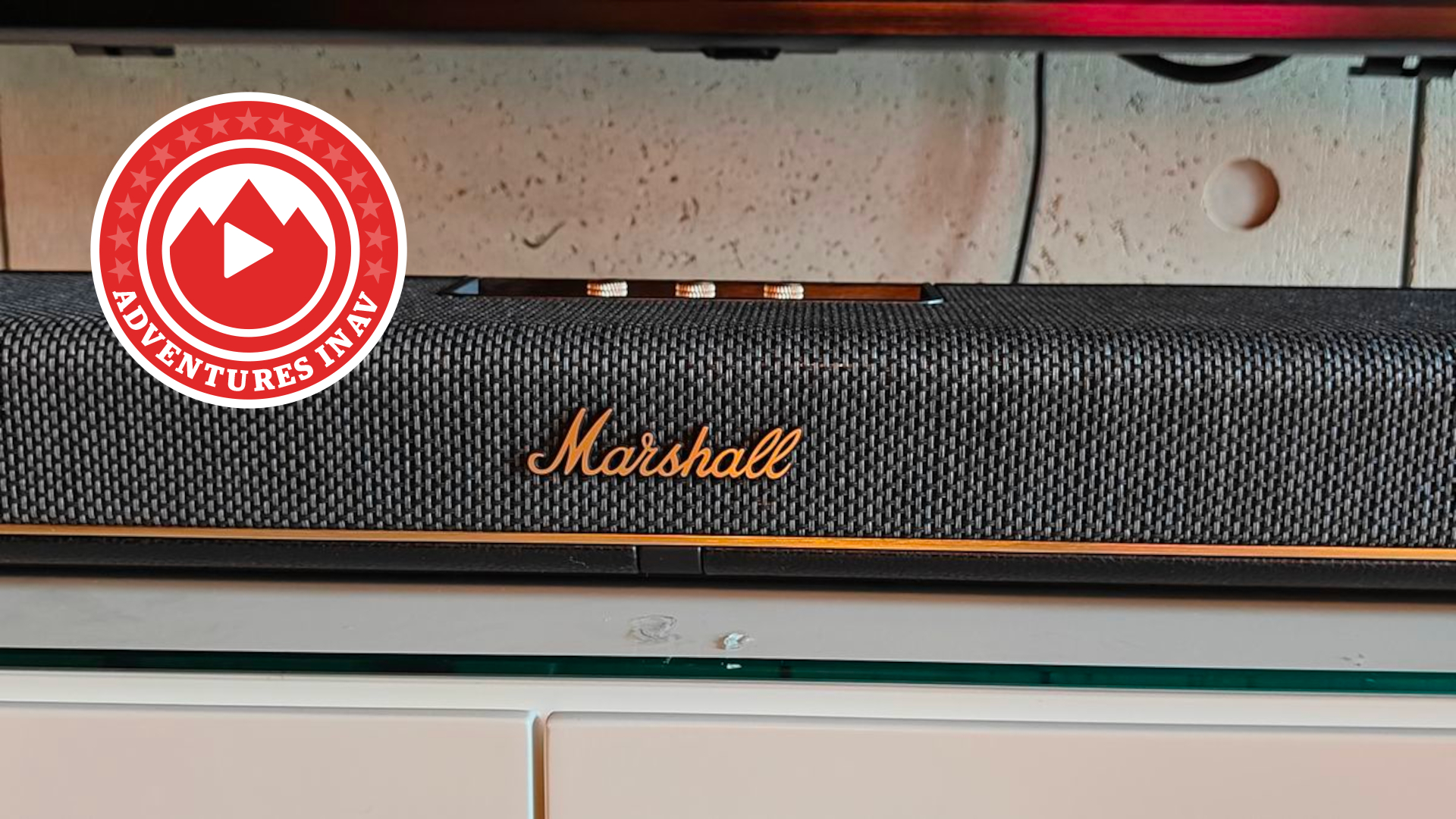 Marshall Heston 120 on rack with Adventures in AV logo