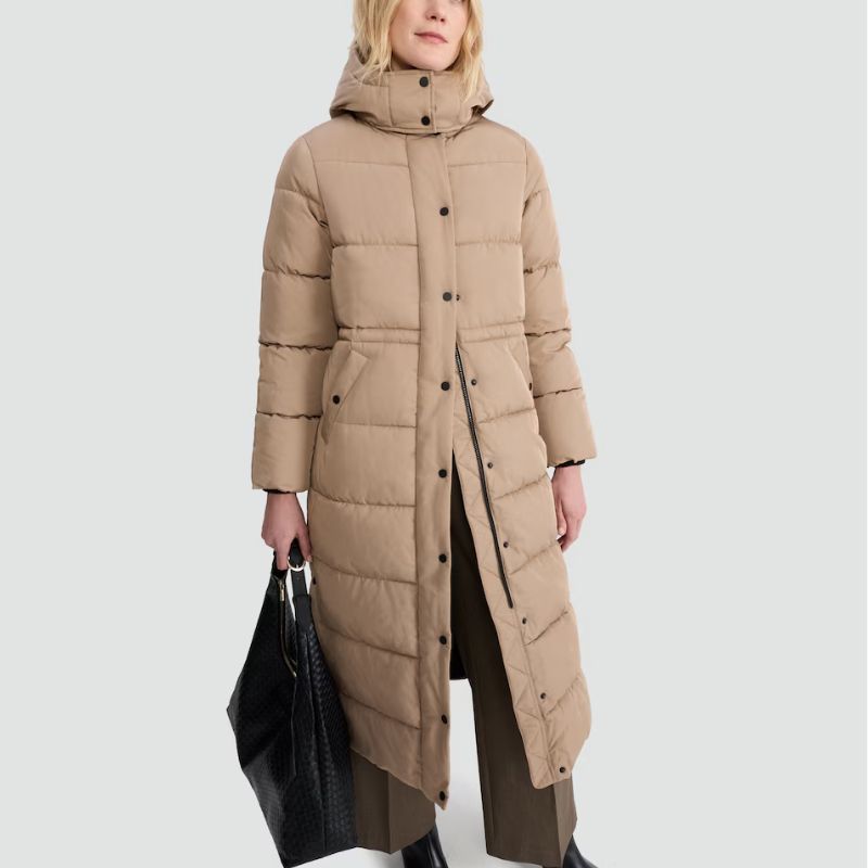 longline puffer coat in cream