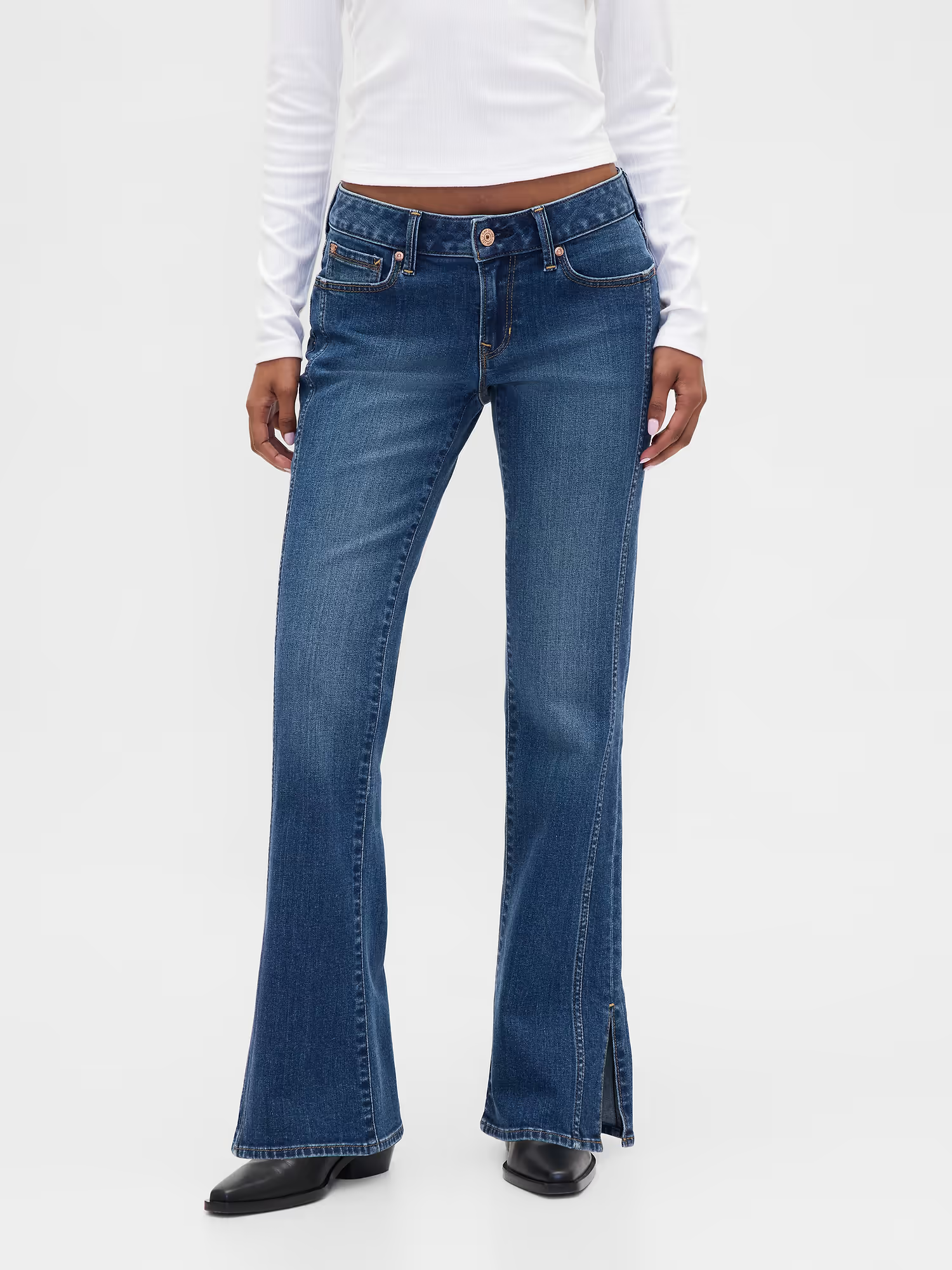 Gap, Low Rise Long &amp;amp; Lean Seamed Split-Hem Jeans