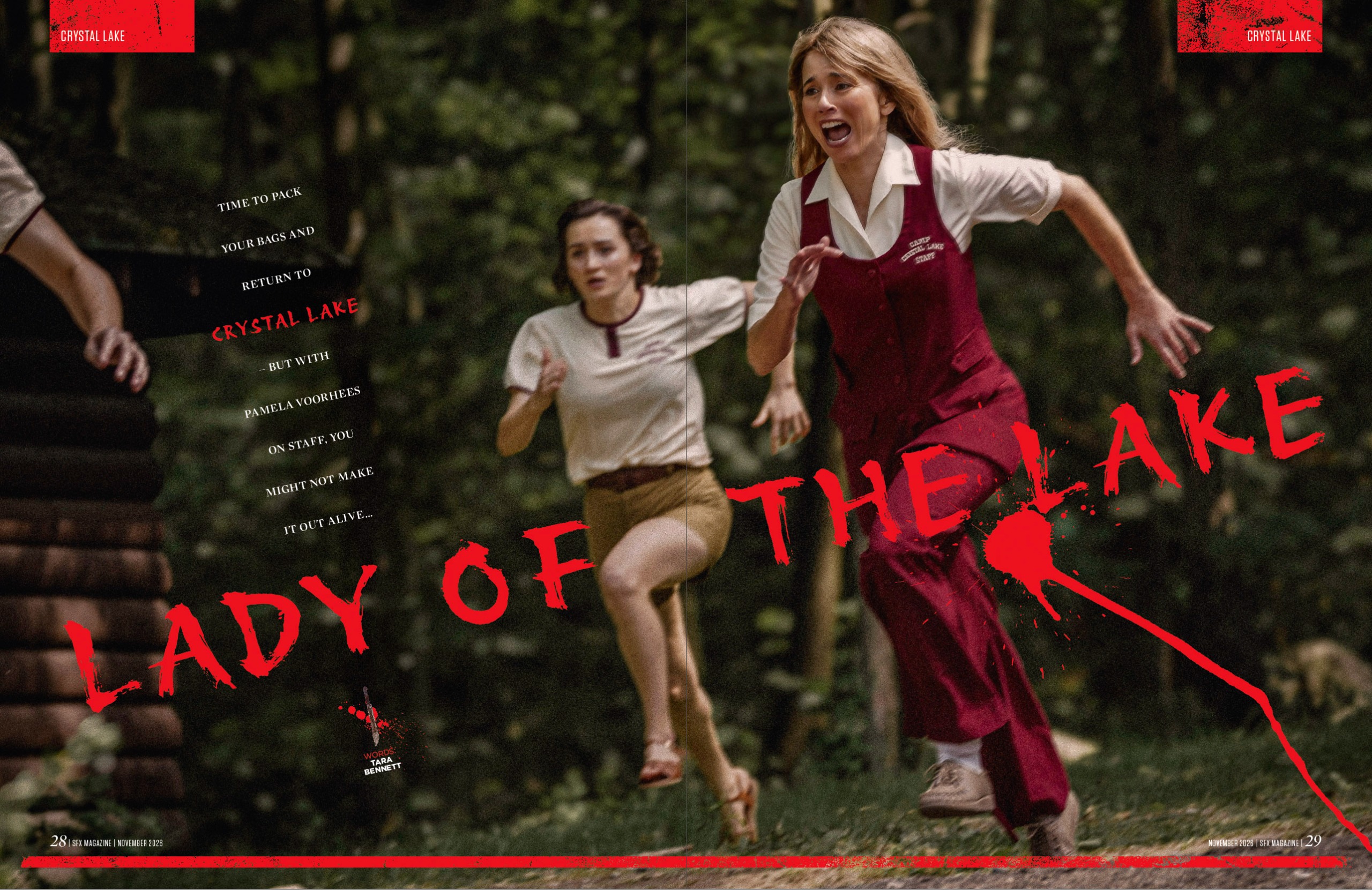 Camp Crystal Lake employees running in a panic.