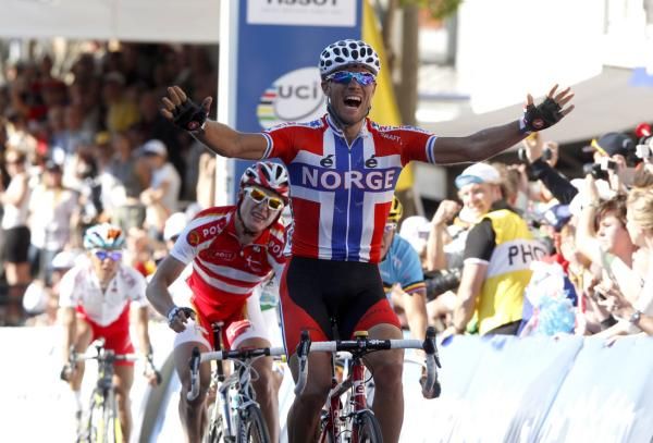Thor Hushovd (Norway) couldn't believe it when he crossed the line.