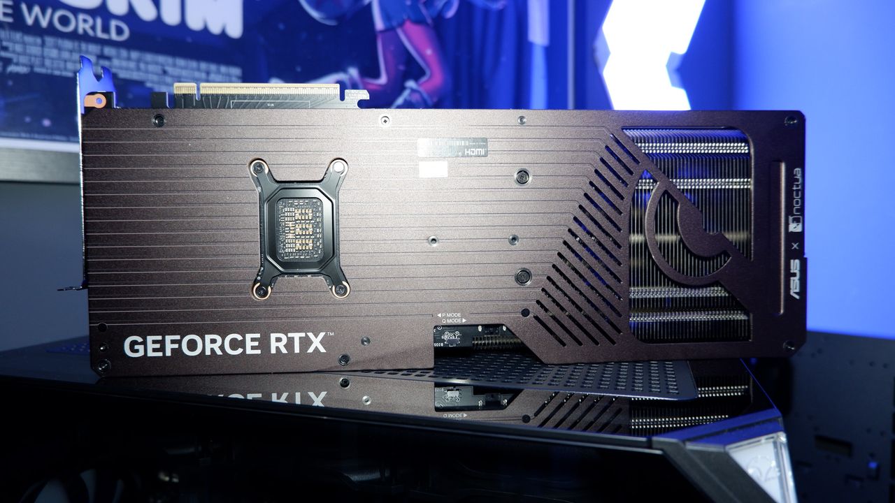 A huge Asus RTX 5080 Noctua Edition GPU with a matching Noctua gaming PC.