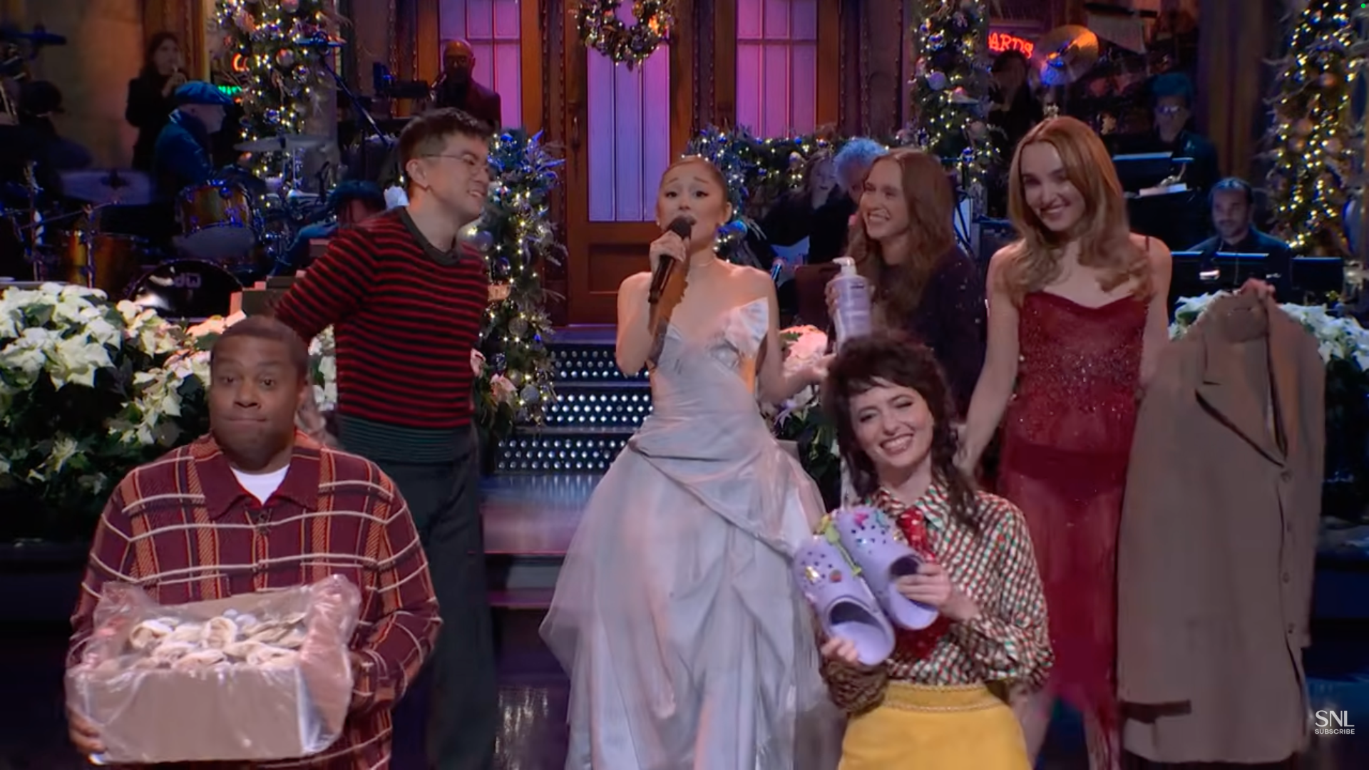 Ariana Grande wearing vintage Vivienne Westwood Bridal Couture on SNL on December 20