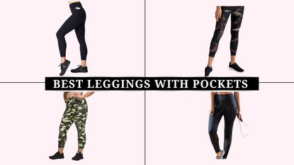 best leggings with pockets: grid image of the best leggings with pockets from Lululemon, Sweaty Betty, and more