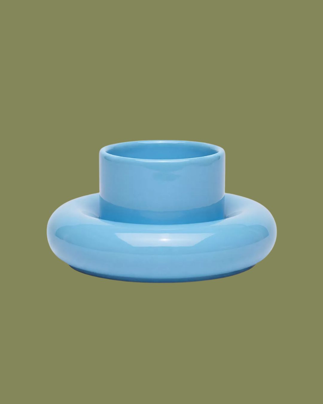 Chunky Ceramic Cup and Saucer in Pale Blue.