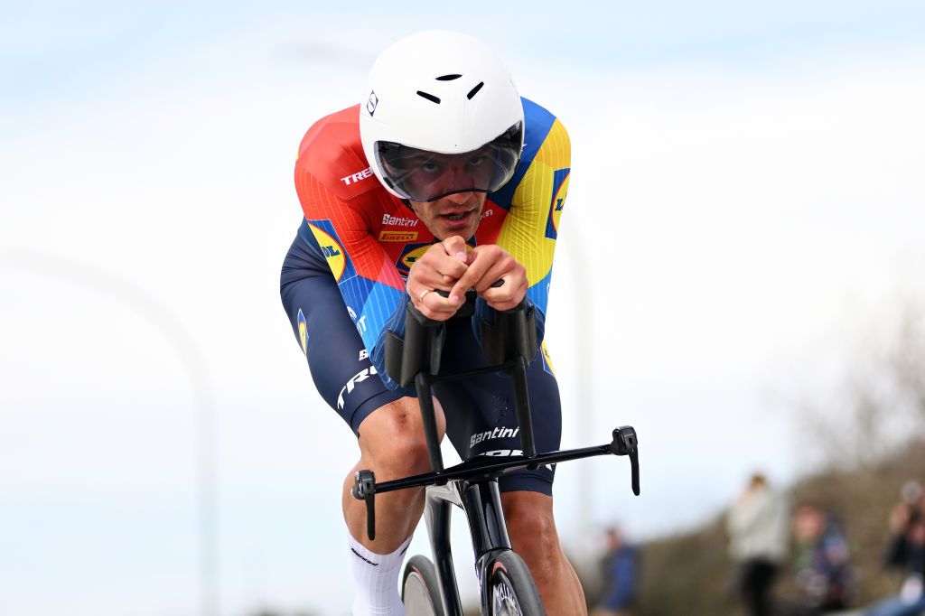 LIDO DI CAMAIORE ITALY MARCH 10 Jasper Stuyven of Belgium and Team Lidl Trek competes during the 60th TirrenoAdriatico 2025 Stage 1 a 115km individual time trial stage from Lido di Camaiore to Lido di Camaiore UCIWT on March 10 2025 in Lido di Camaiore Italy Photo by Tim de WaeleGetty Images