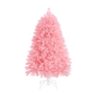 The Holiday Aisle® Pink Traditional Christmas Tree With Lights, Pre-Lit With Metal Stand & Reviews | Wayfair