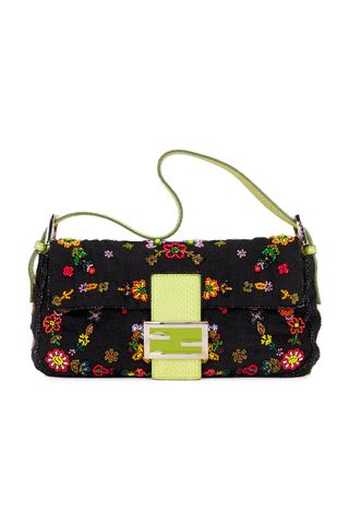 Fendi Mama Flower Beaded Baguette Shoulder Bag