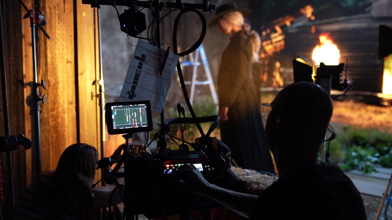 Behind the scenes on a film