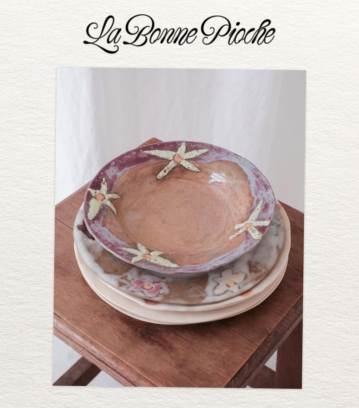 Ceramic dishes at La Bonne Pioche store in Paris.