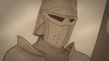 Old School RuneScape knight in full armored helmet