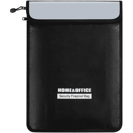 Sherry Fireproof & Waterproof Document Bag, 15"x11", Silicone-Coated Fiberglass, Black