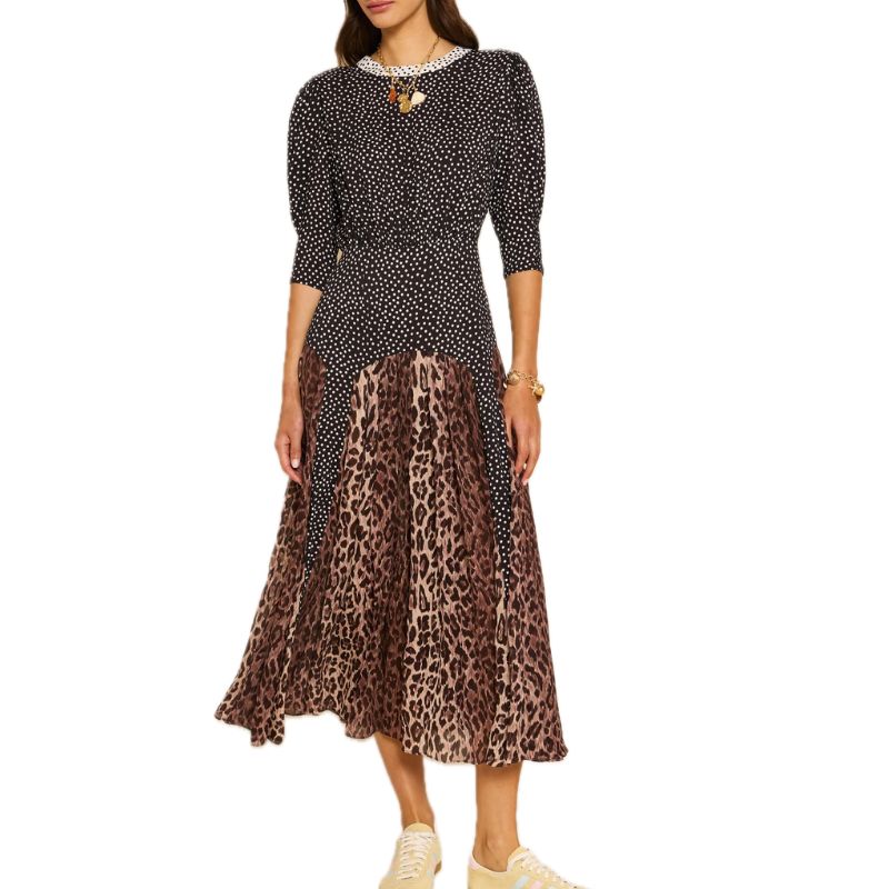 Rixo Izzy Pleated Copper Dot Shirt Dress – Women's Long Sleeve, Brown, Sizes S To 2XL, RRP £245