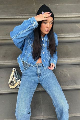 Our Social Editor Alice Carter in double denim