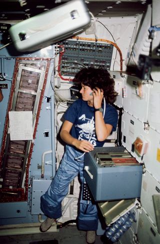Sally Ride Communicates With Ground Control