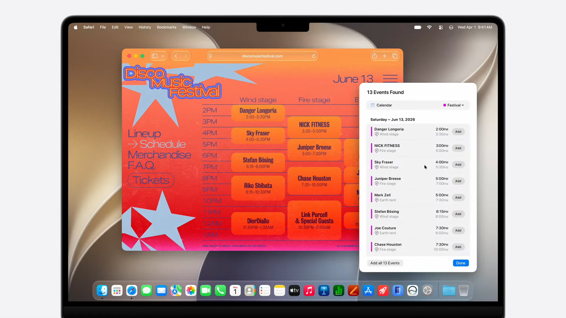 Visual Intelligence with Siri to add events to a calendar