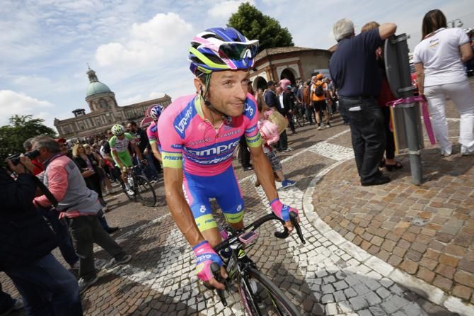 Michele Scarponi (Lampre - Merida) rides to the start line on stage 17