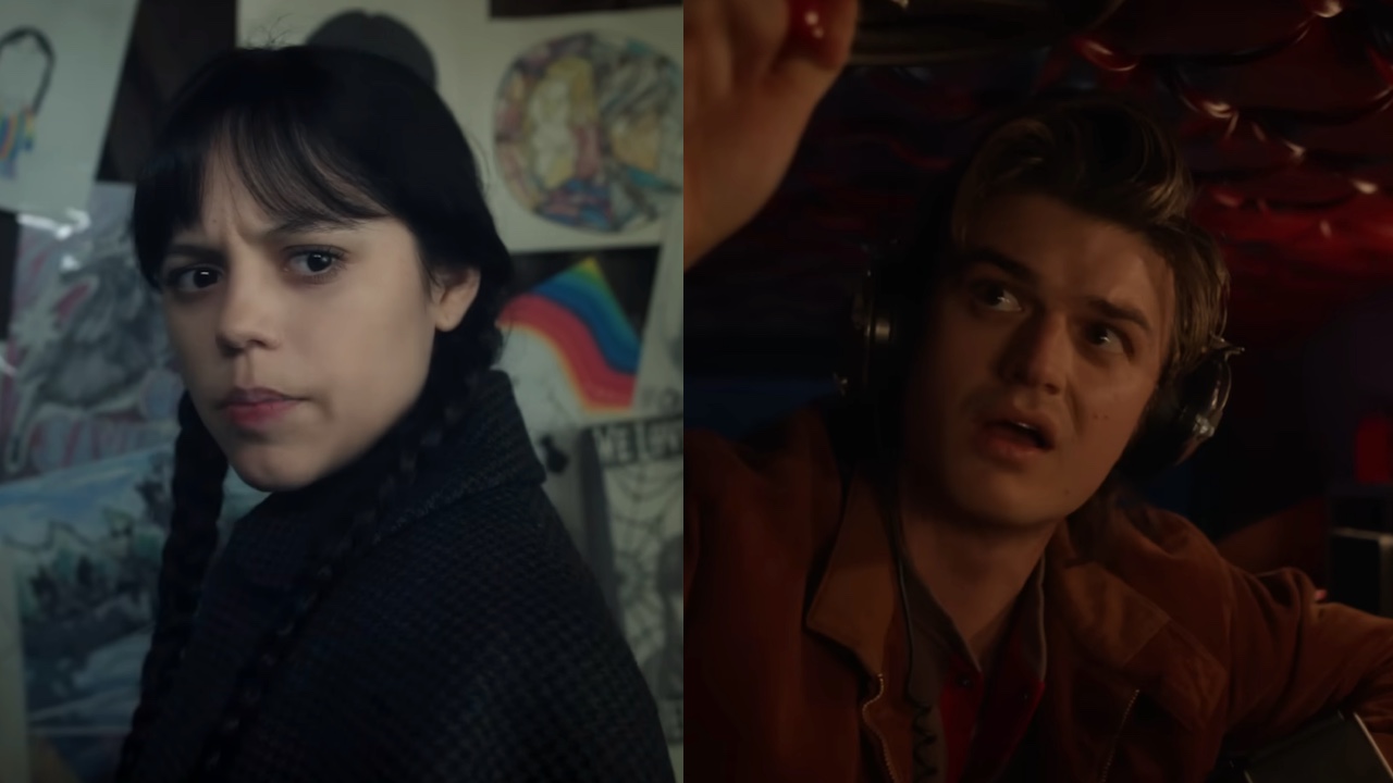 Wednesday in Season 2 and Steve in Season 3 side by side 