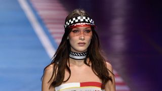 Model Bella Hadid walks the runway at the Tommy Hilfiger show during Milan Fashion Week Fall/Winter 2018/19 on February 25, 2018 in Milan, Italy.