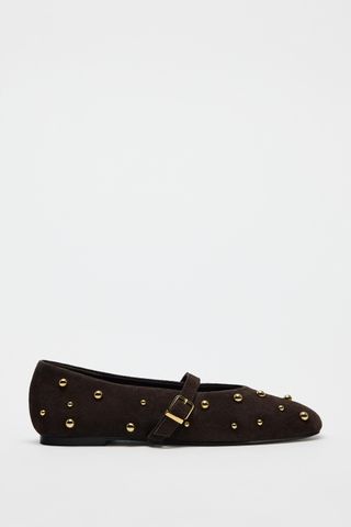 Studded Suede Ballet Flats